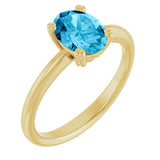 10K Gold Oval Natural Aquamarine Double-Prong Ring - Yellow Gold