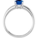 10K Gold Oval Lab-Grown Blue Sapphire Double-Prong Ring - White Gold - view 2