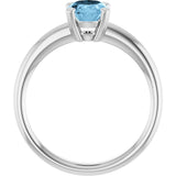 10K Gold Oval Natural Sky Blue Topaz Double-Prong Ring - White Gold - view 2