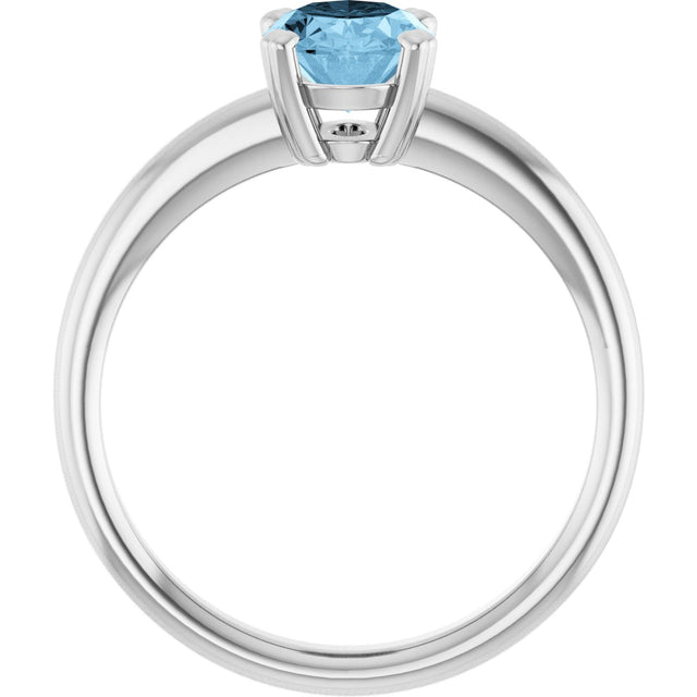10K Gold Oval Natural Sky Blue Topaz Double-Prong Ring - White Gold - view 2