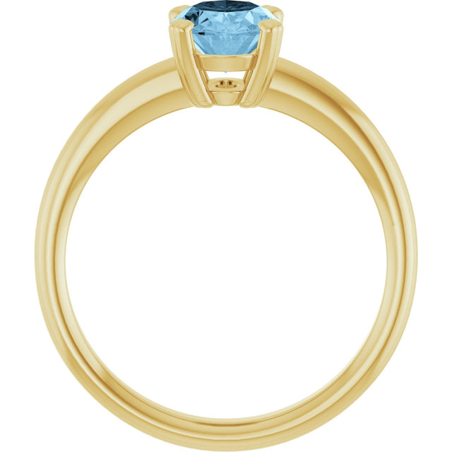 10K Gold Oval Natural Sky Blue Topaz Double-Prong Ring - Yellow Gold - view 2