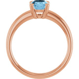 14K Gold Oval Natural Sky Blue Topaz Double-Prong Ring - Rose Gold - view 2