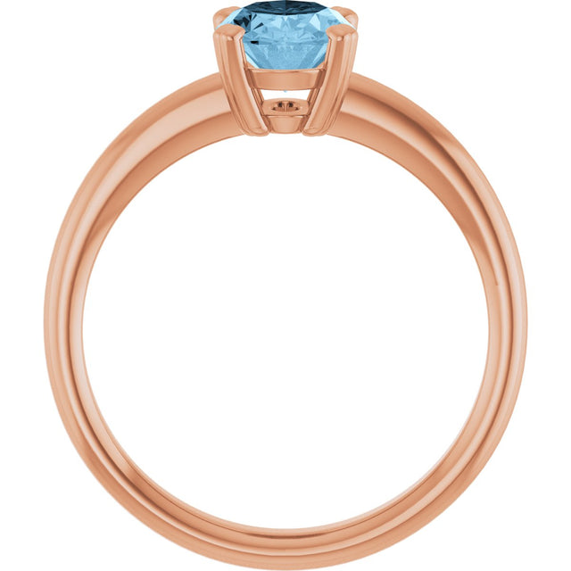 14K Gold Oval Natural Sky Blue Topaz Double-Prong Ring - Rose Gold - view 2