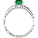 10K Gold Oval Lab-Grown Emerald Double-Prong Ring - White Gold - view 2