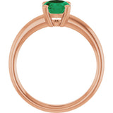 14K Gold Oval Lab-Grown Emerald Double-Prong Ring - Rose Gold - view 2