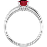 10K Gold Oval Lab-Grown Ruby Double-Prong Ring - White Gold - view 2