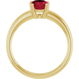 10K Gold Oval Lab-Grown Ruby Double-Prong Ring - Yellow Gold - view 2