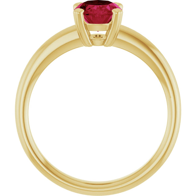 10K Gold Oval Lab-Grown Ruby Double-Prong Ring - Yellow Gold - view 2