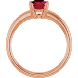 14K Gold Oval Lab-Grown Ruby Double-Prong Ring - Rose Gold - view 2