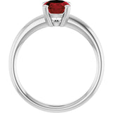 10K Gold Oval Natural Mozambique Garnet Double-Prong Ring - White Gold - view 2