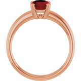 14K Gold Emerald Natural Mozambique Garnet Double-Prong Ring - Rose Gold - view 2