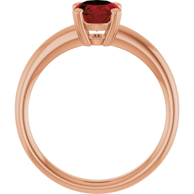 14K Gold Emerald Natural Mozambique Garnet Double-Prong Ring - Rose Gold - view 2
