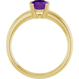 10K Gold Oval Natural Amethyst Double-Prong Ring - Yellow Gold - view 2