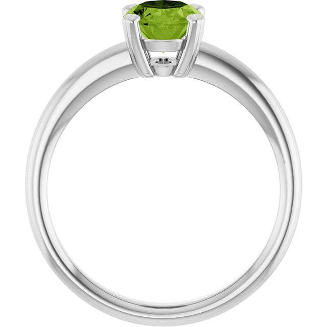 10K Gold Oval Natural Peridot Double-Prong Ring - White Gold - view 2