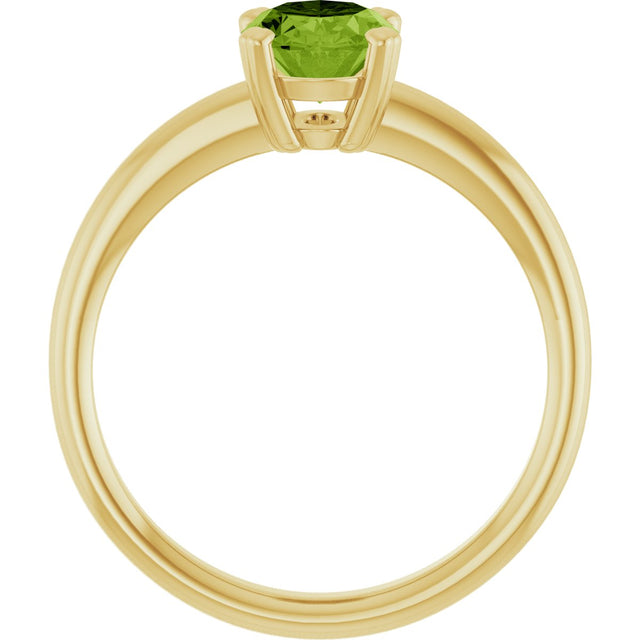 10K Gold Oval Natural Peridot Double-Prong Ring - Yellow Gold - view 2