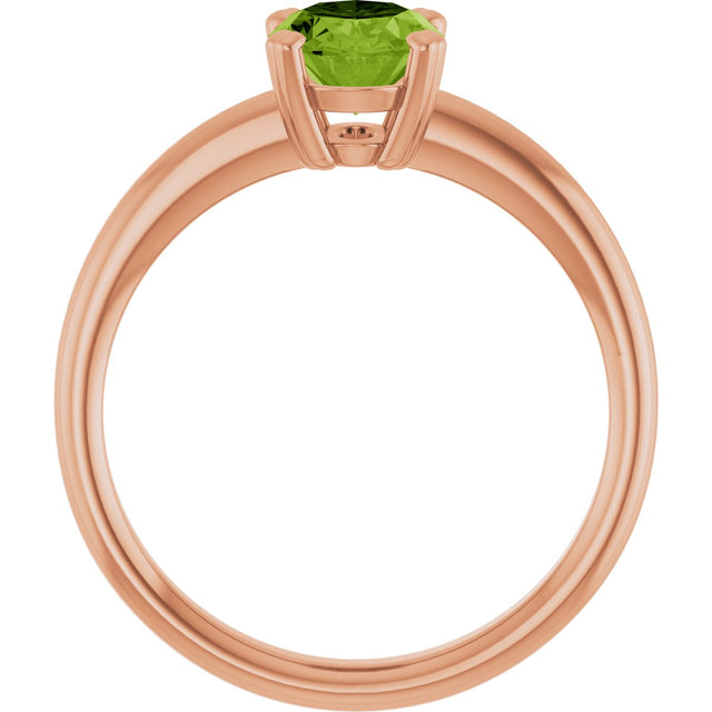 14K Gold Emerald Natural Peridot Double-Prong Ring - Rose Gold - view 2