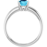 10K Gold Oval Natural Aquamarine Double-Prong Ring - White Gold - view 2