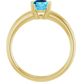 10K Gold Oval Natural Aquamarine Double-Prong Ring - Yellow Gold - view 2