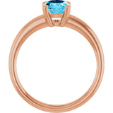 14K Gold Oval Natural Aquamarine Double-Prong Ring - Rose Gold - view 2