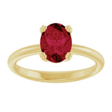 10K Gold Oval Lab-Grown Ruby Double-Prong Ring - Yellow Gold - view 3