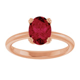 14K Gold Oval Lab-Grown Ruby Double-Prong Ring - Rose Gold - view 3