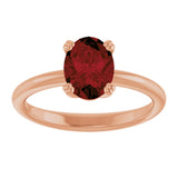 14K Gold Emerald Natural Mozambique Garnet Double-Prong Ring - Rose Gold - view 3