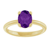 10K Gold Oval Natural Amethyst Double-Prong Ring - Yellow Gold - view 3