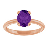 14K Gold Emerald Natural Amethyst Double-Prong Ring - Rose Gold - view 3