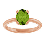 14K Gold Emerald Natural Peridot Double-Prong Ring - Rose Gold - view 3