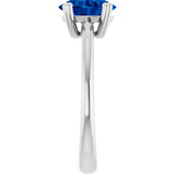 10K Gold Oval Lab-Grown Blue Sapphire Double-Prong Ring - White Gold - view 4