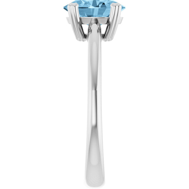 10K Gold Oval Natural Sky Blue Topaz Double-Prong Ring - White Gold - view 4