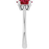 10K Gold Oval Lab-Grown Ruby Double-Prong Ring - White Gold - view 4