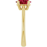 10K Gold Oval Lab-Grown Ruby Double-Prong Ring - Yellow Gold - view 4
