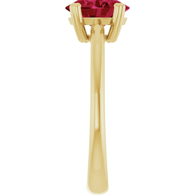 10K Gold Oval Lab-Grown Ruby Double-Prong Ring - Yellow Gold - view 4