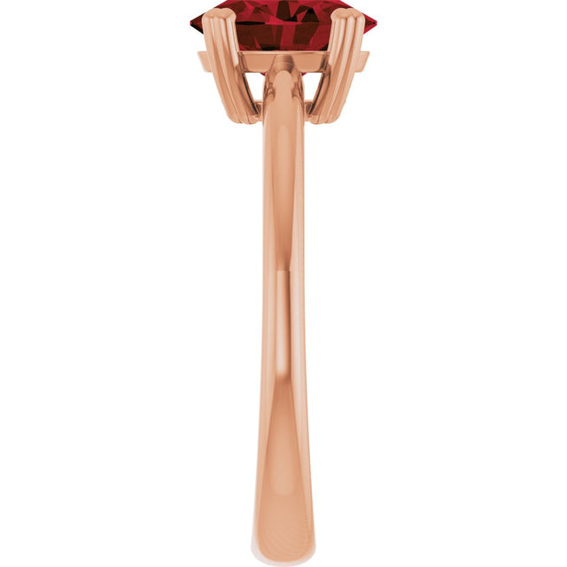 14K Gold Emerald Natural Mozambique Garnet Double-Prong Ring - Rose Gold - view 4