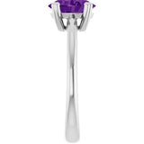 10K Gold Oval Natural Amethyst Double-Prong Ring - White Gold - view 4