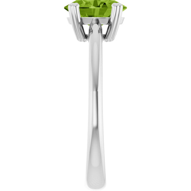 10K Gold Oval Natural Peridot Double-Prong Ring - White Gold - view 4