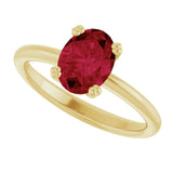 10K Gold Oval Lab-Grown Ruby Double-Prong Ring - Yellow Gold - view 5