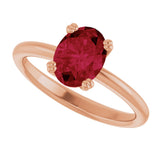 14K Gold Oval Lab-Grown Ruby Double-Prong Ring - Rose Gold - view 5