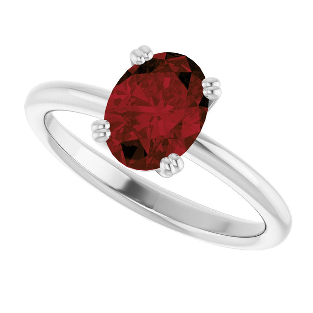 10K Gold Oval Natural Mozambique Garnet Double-Prong Ring - White Gold - view 5