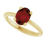 10K Gold Oval Natural Mozambique Garnet Double-Prong Ring - Yellow Gold - view 5