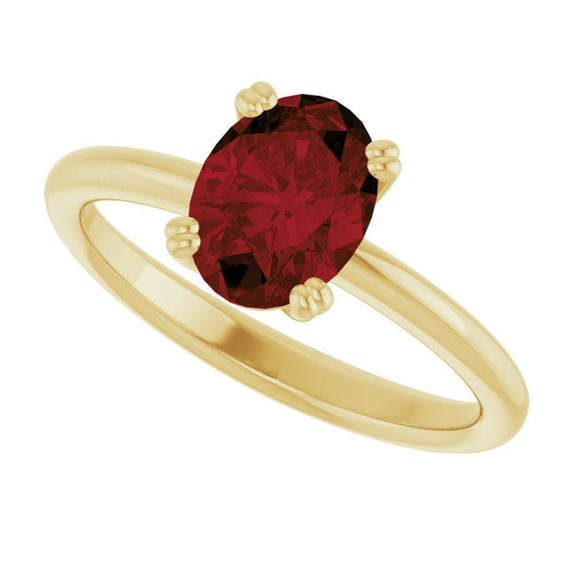 10K Gold Oval Natural Mozambique Garnet Double-Prong Ring - Yellow Gold - view 5