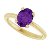 10K Gold Oval Natural Amethyst Double-Prong Ring - Yellow Gold - view 5