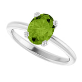 10K Gold Oval Natural Peridot Double-Prong Ring - White Gold - view 5