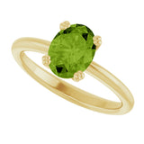 10K Gold Oval Natural Peridot Double-Prong Ring - Yellow Gold - view 5