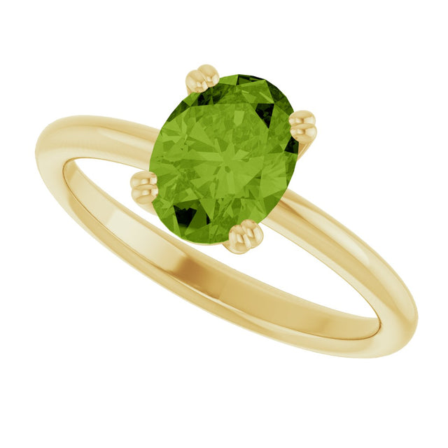 10K Gold Oval Natural Peridot Double-Prong Ring - Yellow Gold - view 5