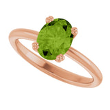 14K Gold Emerald Natural Peridot Double-Prong Ring - Rose Gold - view 5