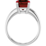 Platinum Emerald Natural Mozambique Garnet Double-Prong Ring - view 2