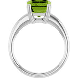 Platinum Emerald Natural Peridot Double-Prong Ring - view 2