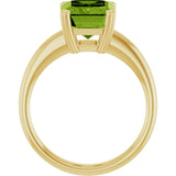 14K Gold Emerald Natural Peridot Double-Prong Ring - Yellow Gold - view 2